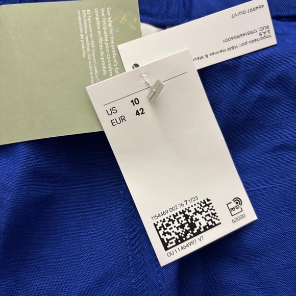H&M Linen Blend Pleated Shorts - Blue Size 10 - Picture 8 of 10